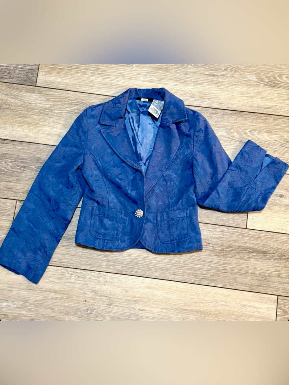 Vintage Y2K Mary-Kate and Ashley floral jacquard blazer jacket blue size 6/6x